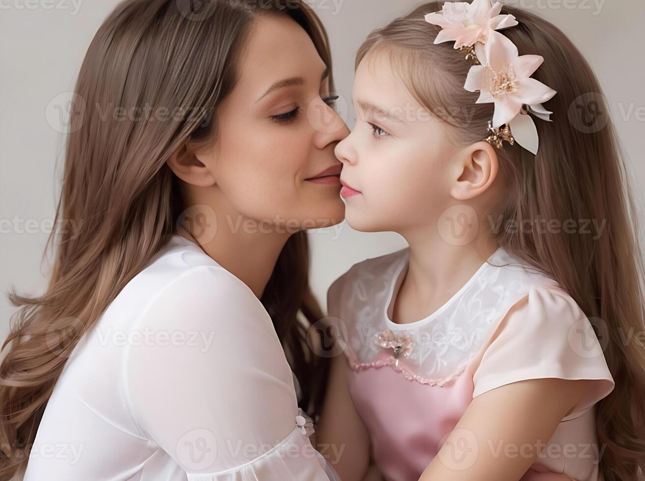 de la madre día un madre y hija son mirando a cada otro foto