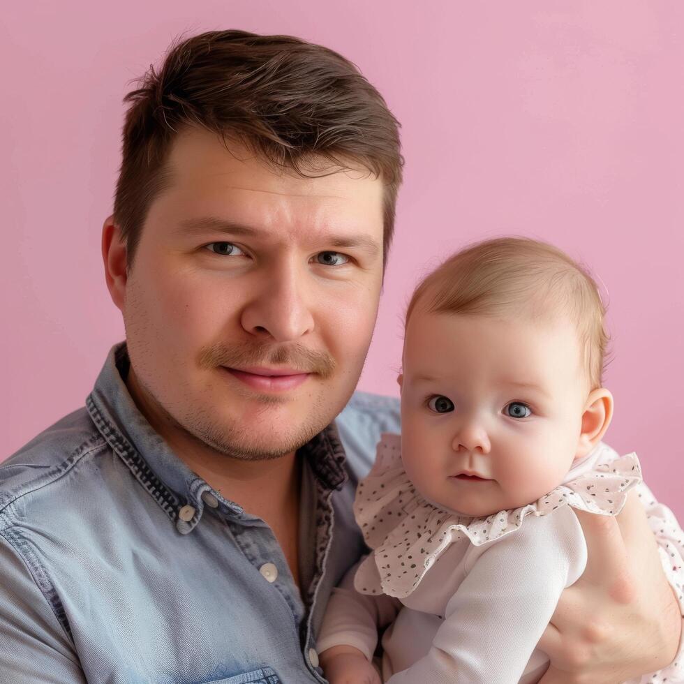 Father Holding a Baby Girl in a Warm Embrace photo