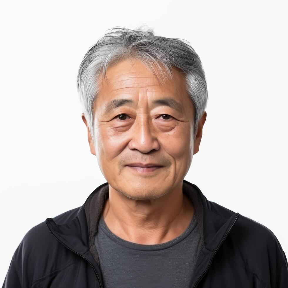 Portrait of a senior Asian man possibly for healthcare or lifestyle use photo