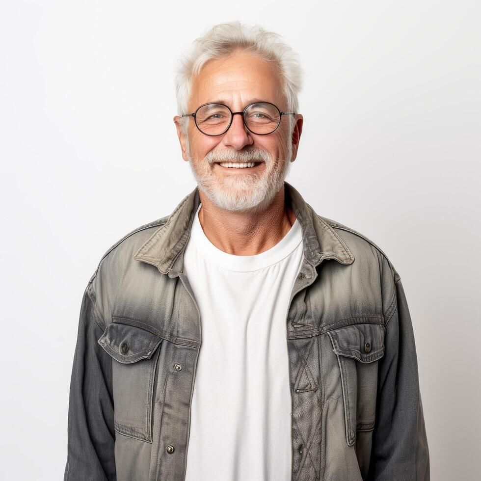 Portrait of a smiling senior man possibly for lifestyle or fashion industry photo