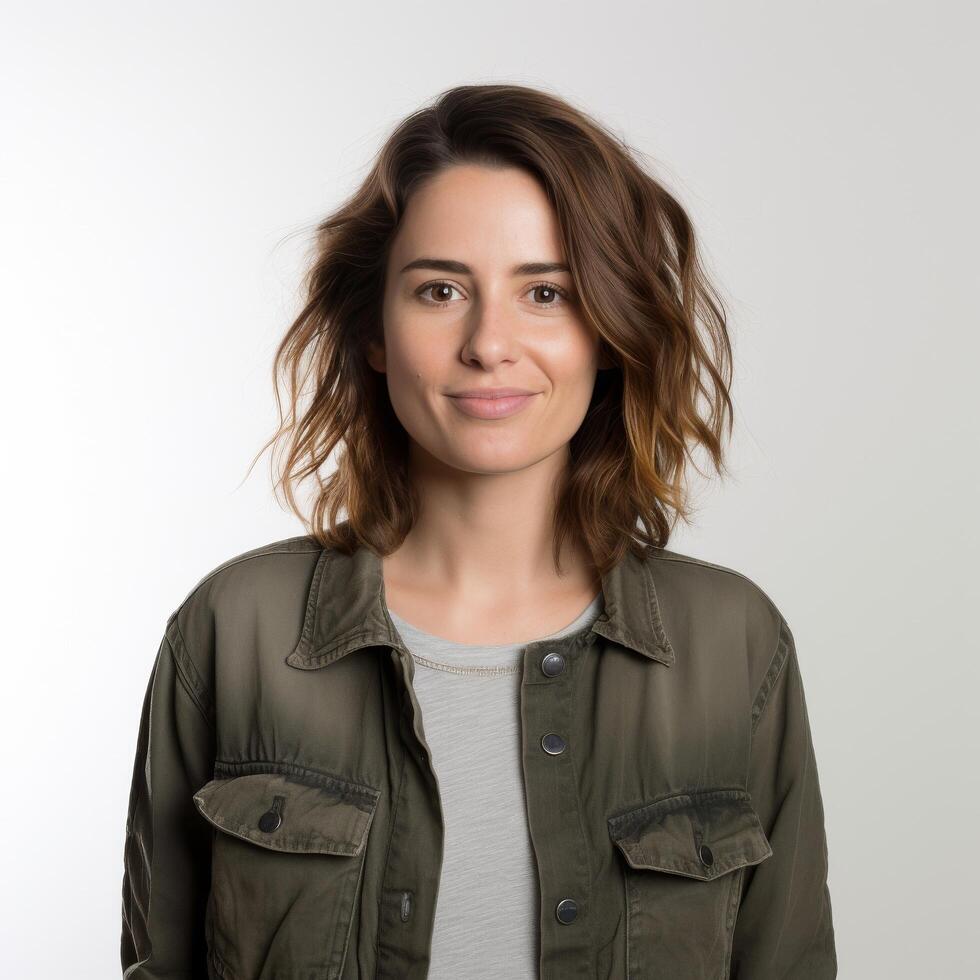 Portrait of a smiling young woman in a casual jacket photo