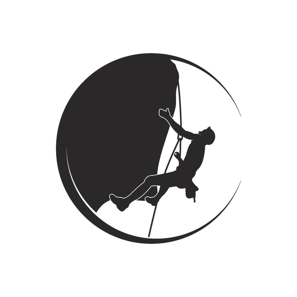 Rock mountain climbing logo template illustration vector