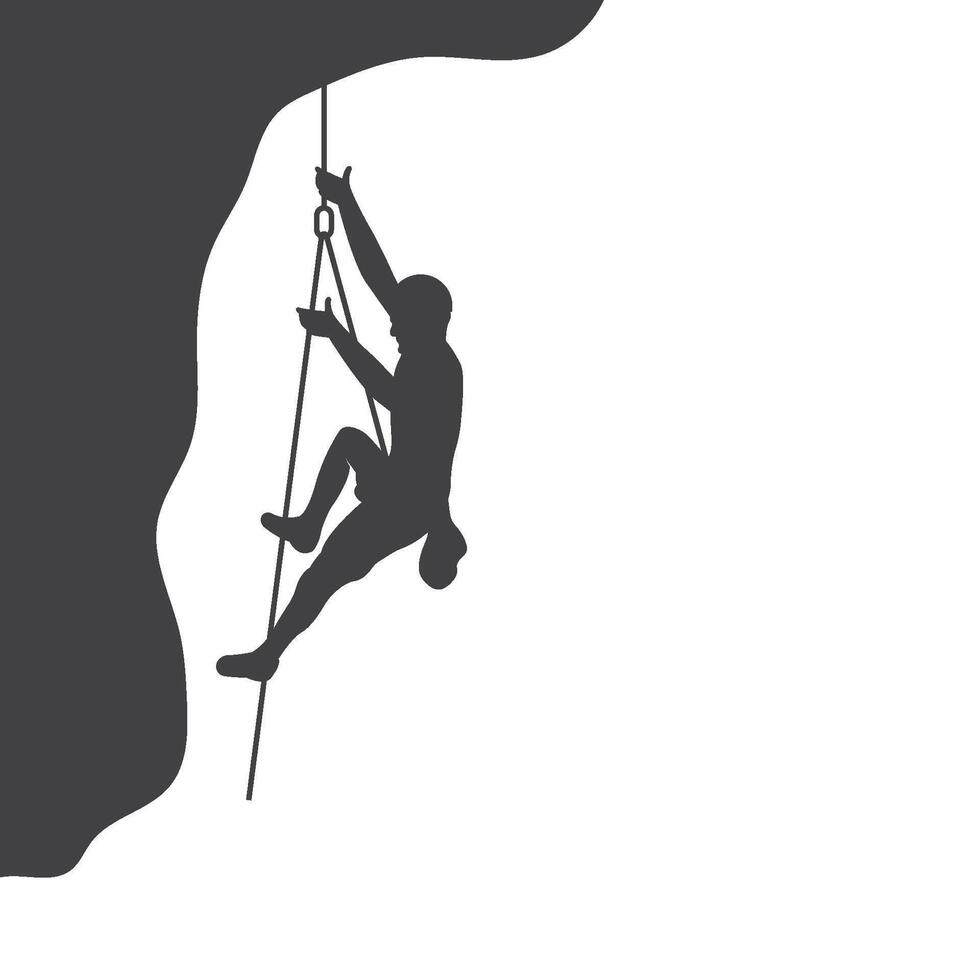 Rock mountain climbing logo template illustration vector