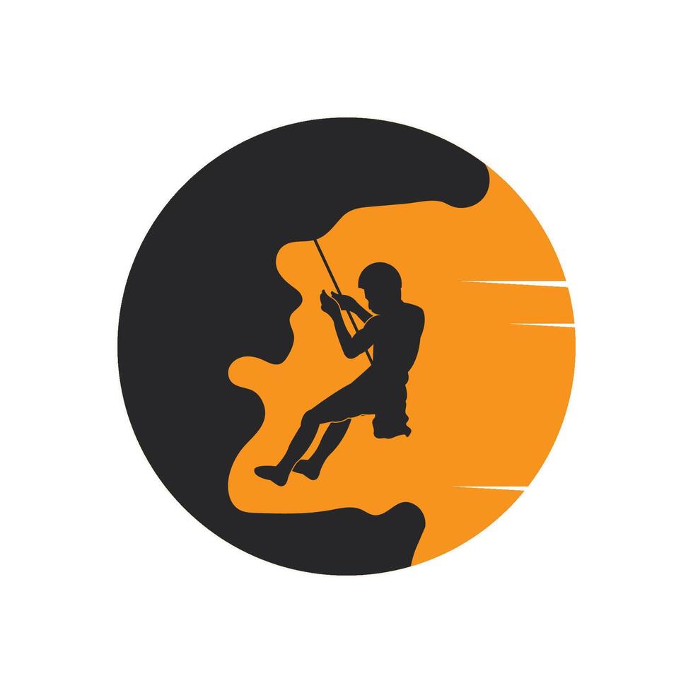 Rock mountain climbing logo template illustration vector