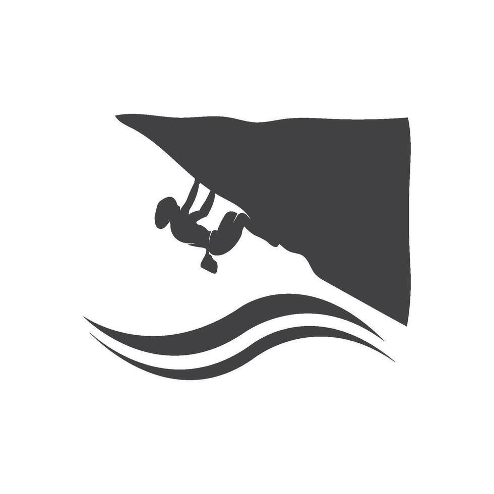 Rock mountain climbing logo template illustration vector