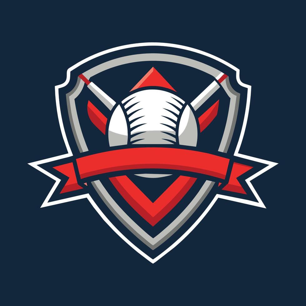 A baseball logo enclosed by a vibrant red ribbon, symbolizing unity and strength, A refined mark that conveys the unity of a baseball team vector