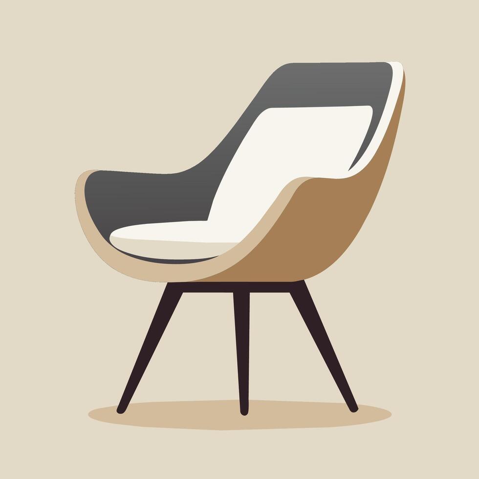 un pulcro silla con negro y blanco asiento, exhibiendo limpiar líneas y moderno diseño, un pulcro y moderno silla diseño con limpiar líneas y un neutral color paleta vector