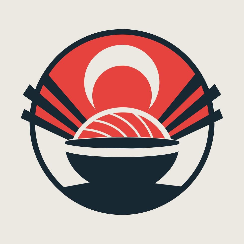 Bowl of Food With Chopsticks, A simple and sophisticated design for a sushi bar, minimalist simple modern logo design vector