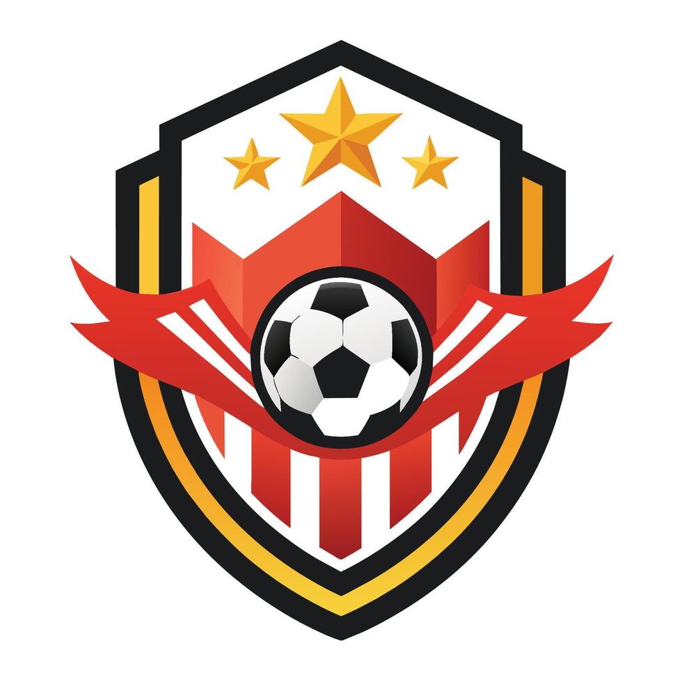 un fútbol emblema presentando un prominente fútbol pelota rodeado por estrellas, simbolizando fuerza y trabajo en equipo, un resumen símbolo ese encarna el fuerza de un fútbol americano equipo vector