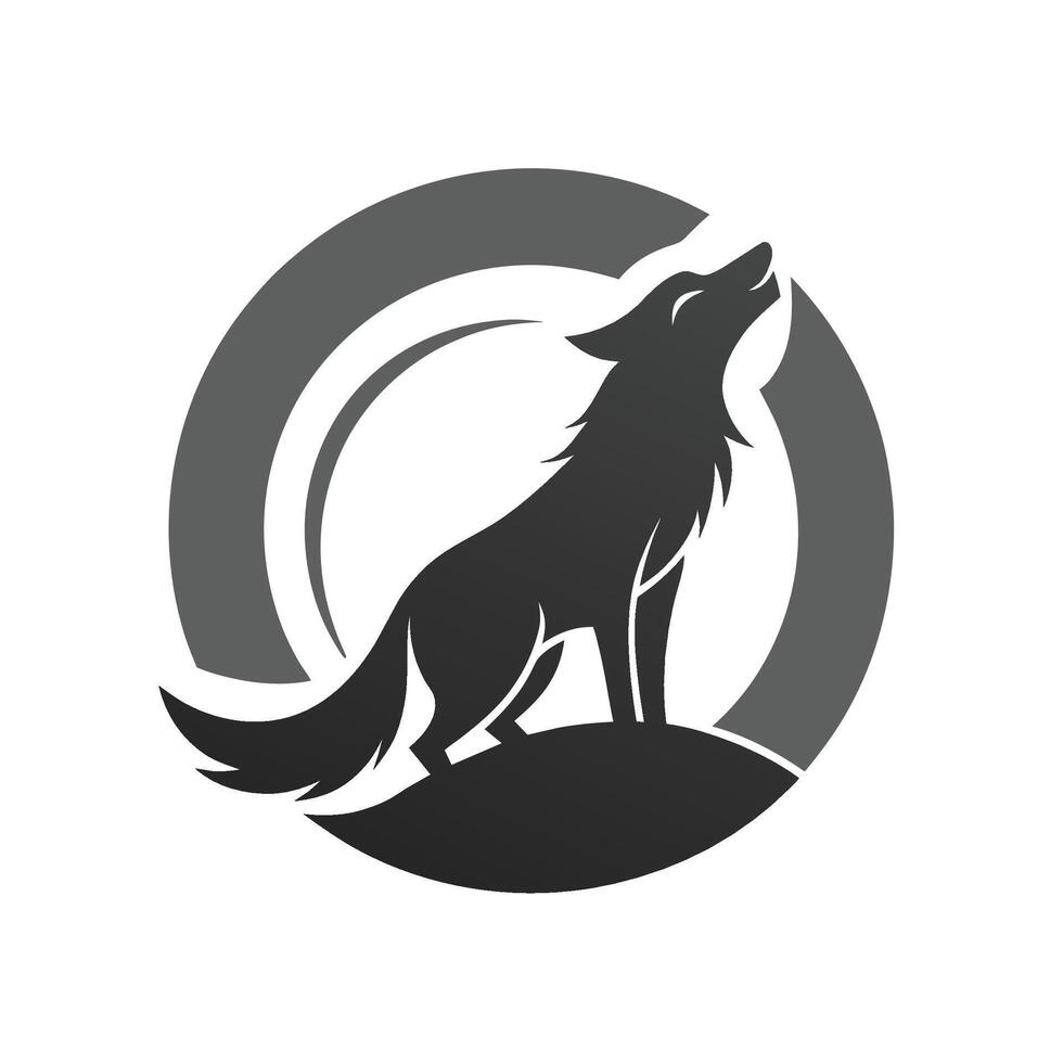 A wolf, standing on top of a hill, overlooking the landscape, A geometric representation of a howling wolf in a monochromatic color scheme vector