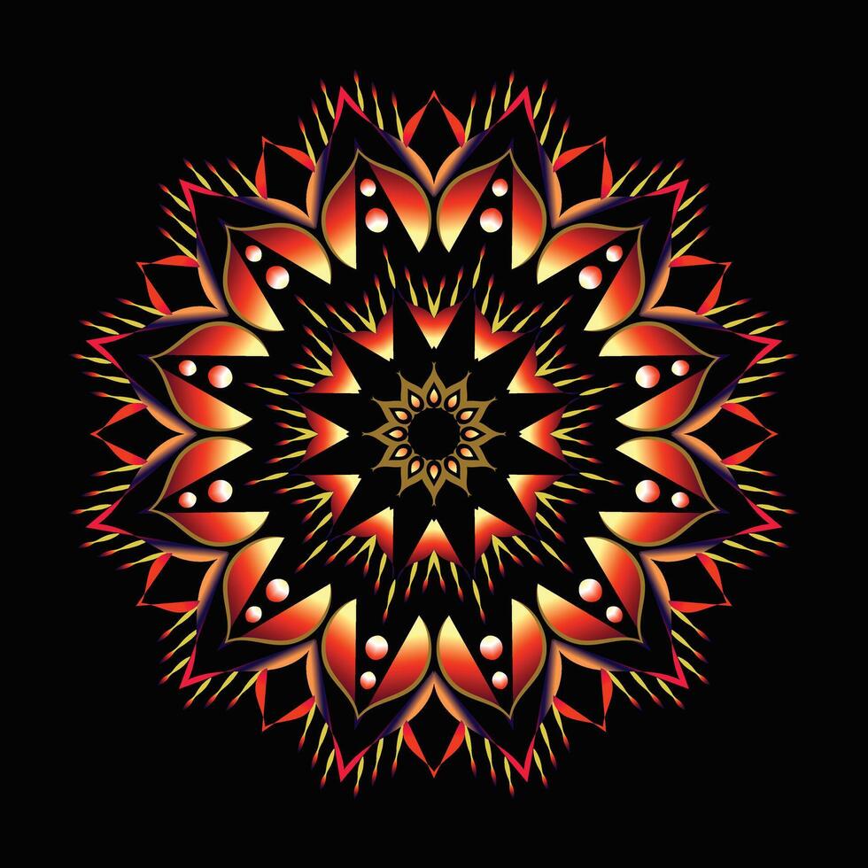 creative indian free multi colored floral mandala design vector