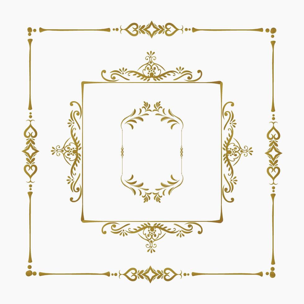 Free set Vintage flourish border ornament gold frame vector