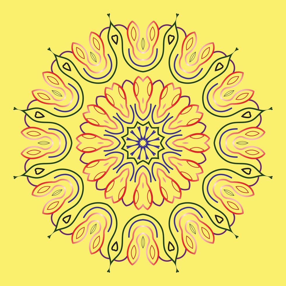 creative indian free floral henna mehendi mandala design vector