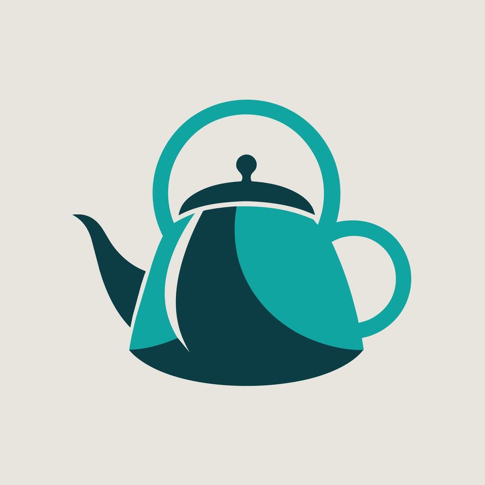 un tetera con un té maceta en parte superior de él, exhibiendo un moderno interpretación de un té pava, un moderno interpretación de un té pava, minimalista sencillo moderno logo diseño vector