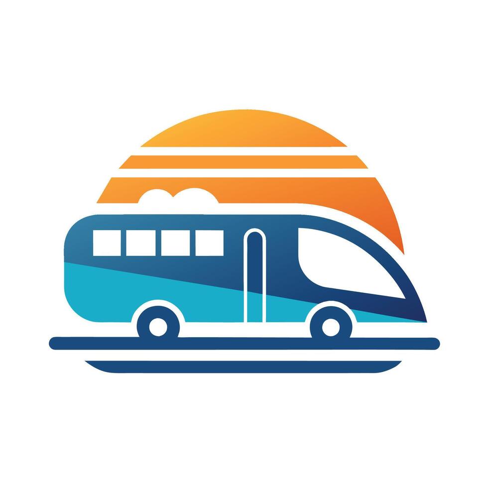 A bus is seen driving down the road, with no other vehicles around, A minimalist logo that conveys the idea of mobility and connectivity in public transport vector