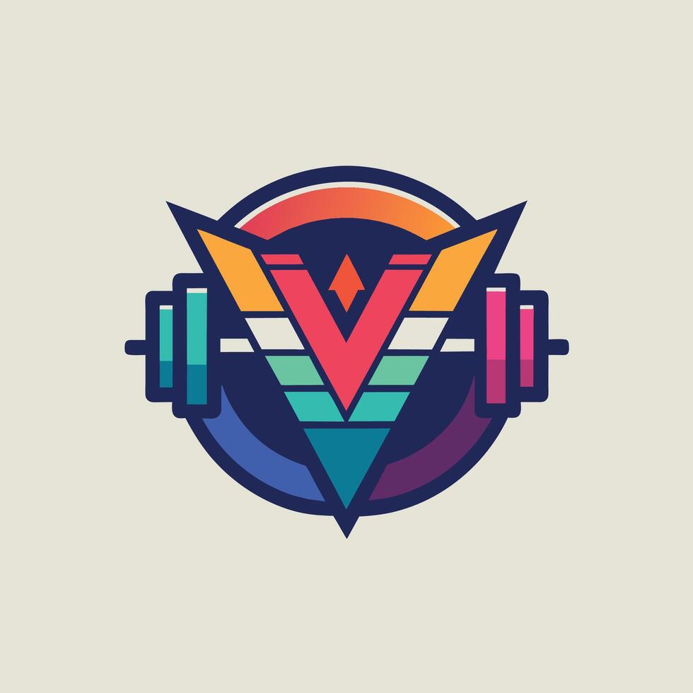 A logo design with vibrant colors and a central barbell element, suitable for a gym or fitness brand, A vibrant color palette used in a minimalist gym logo design vector