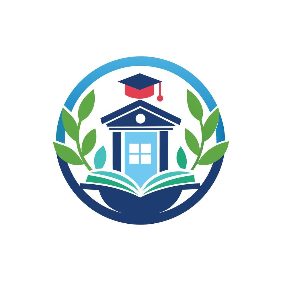 A graduation cap placed on top of a house, symbolizing academic achievement and success, Craft a clean and sophisticated logo for an online education resource vector