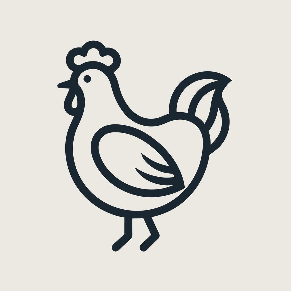 minimalista negro y blanco dibujo de un pollo en un estilizado describir, un estilizado contorno de un pollo en un minimalista estilo, minimalista sencillo moderno logo diseño vector