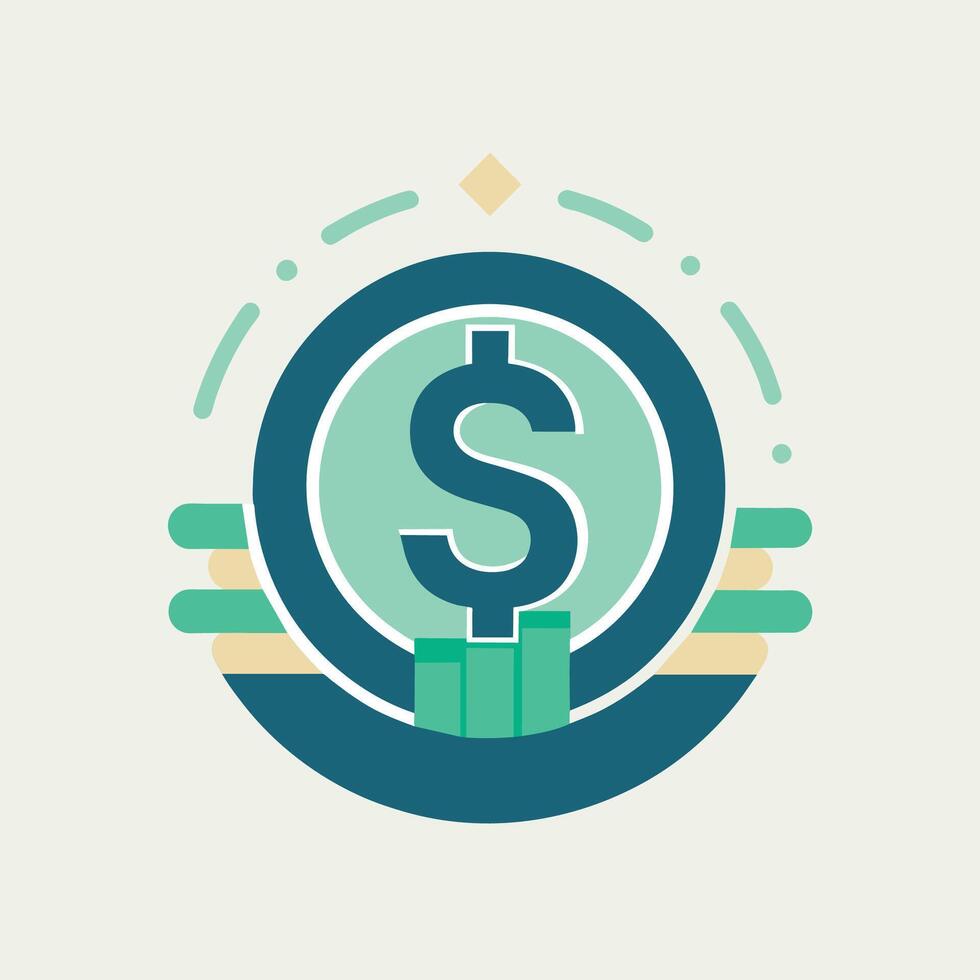 A minimalist icon of a green and blue dollar sign enclosed in a circle shape, Create a minimalist icon featuring a stylized dollar sign for a financial consulting business vector