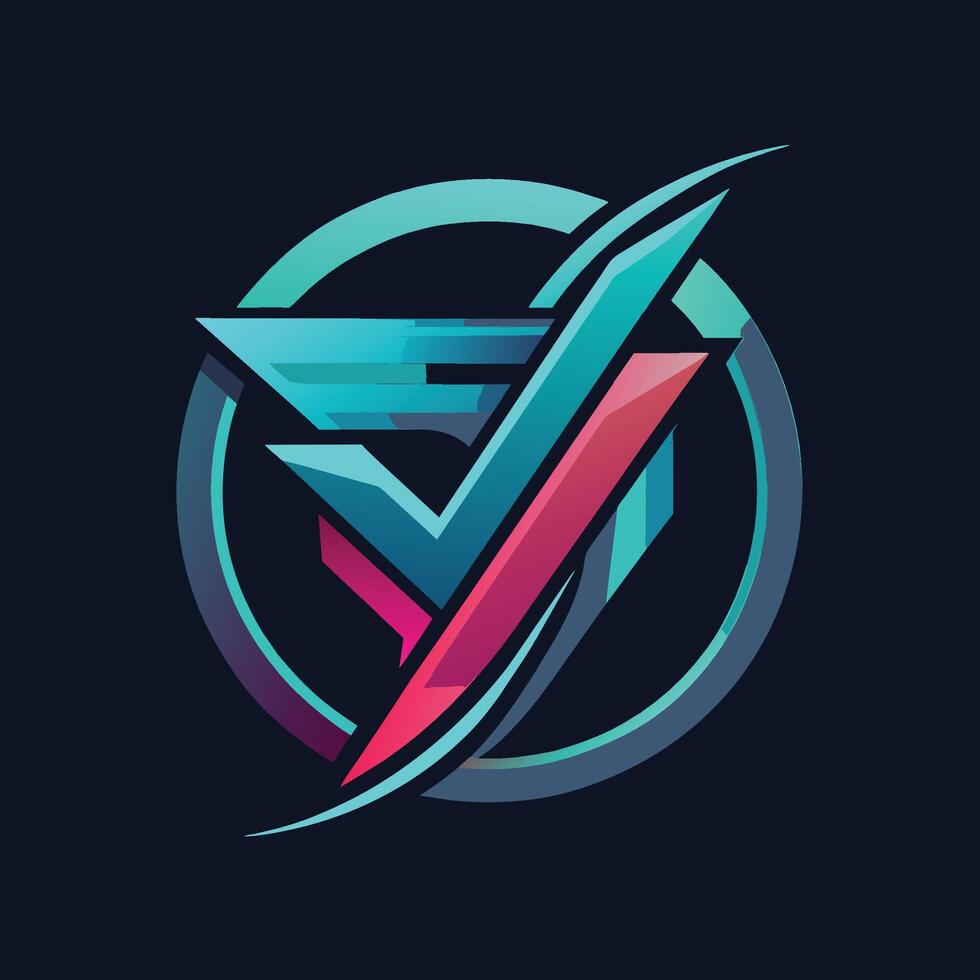 A modern and sleek logo featuring vibrant colors with the letter V prominently in the center, Craft a sleek and modern logo for a digital subscription service vector