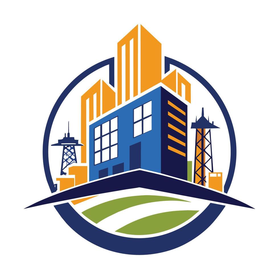 Logo of a company featuring a building as the central element, Building construction logo design vector