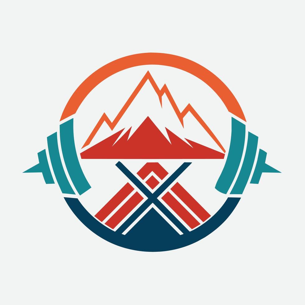 Logo design for a sports team featuring mountains in the background, Craft a minimalist design that captures the essence of a modern fitness club vector