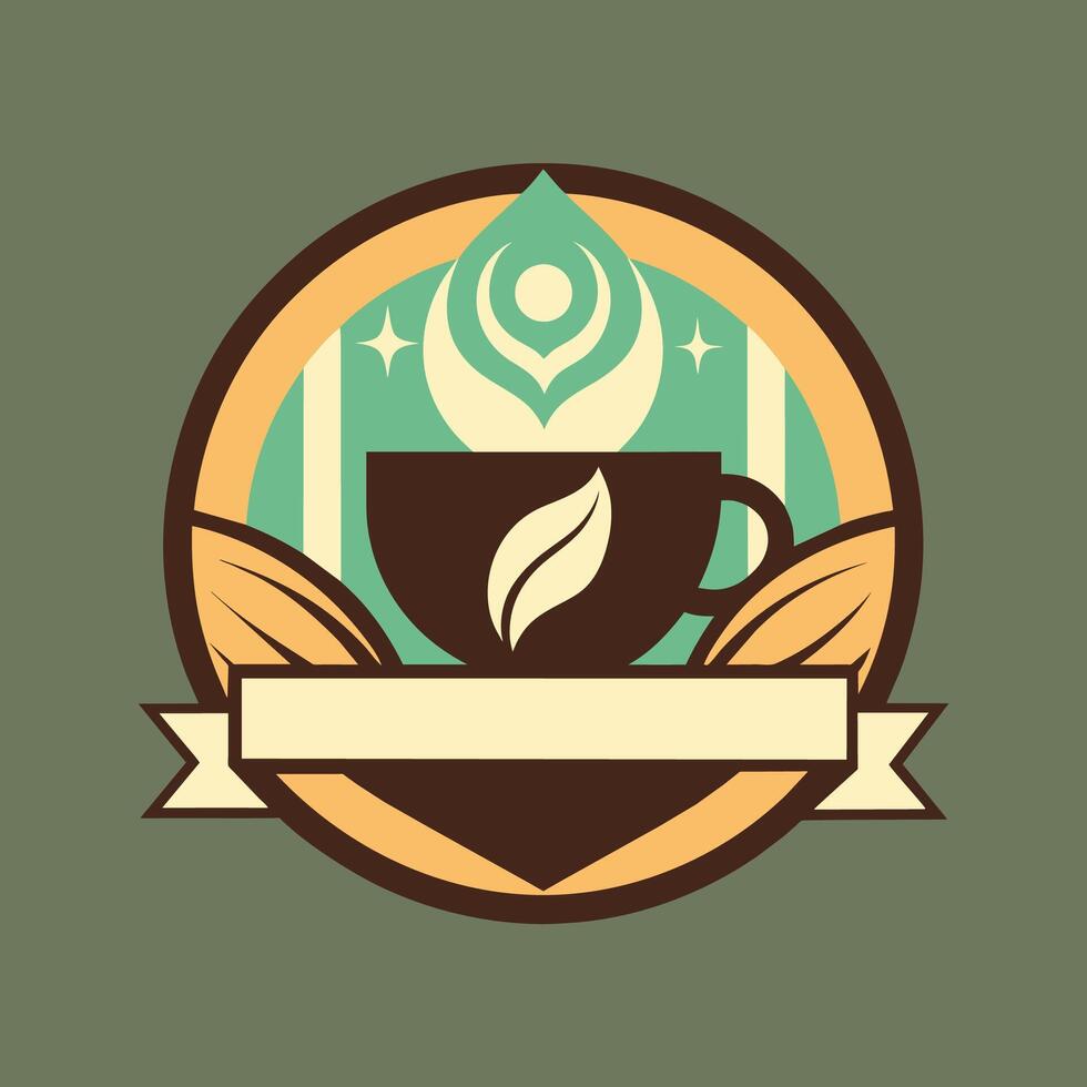 A coffee cup adorned with a ribbon wrapped around it, Create a logo that captures the essence of a bustling urban coffee shop vector