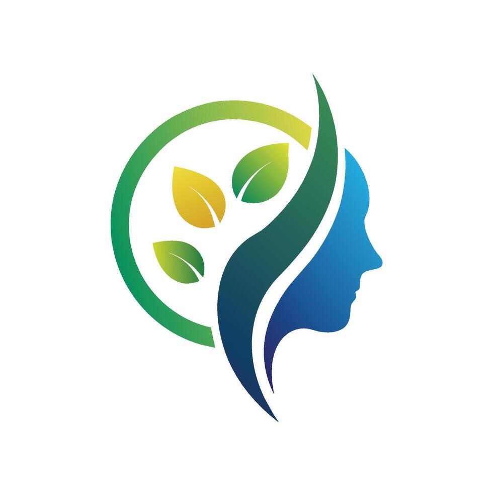 A close-up shot of a womans face with various leaves placed inside, creating a unique and intriguing look, Craft a sleek logo for a nonprofit organization focused on mental health awareness vector
