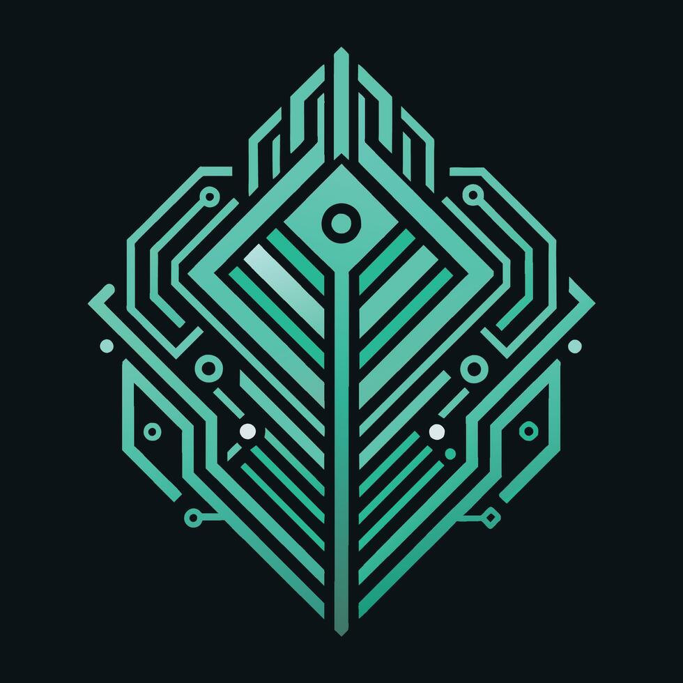 Green and black abstract design resembling a circuit board pattern, Create a minimalist logo inspired by circuit board patterns vector
