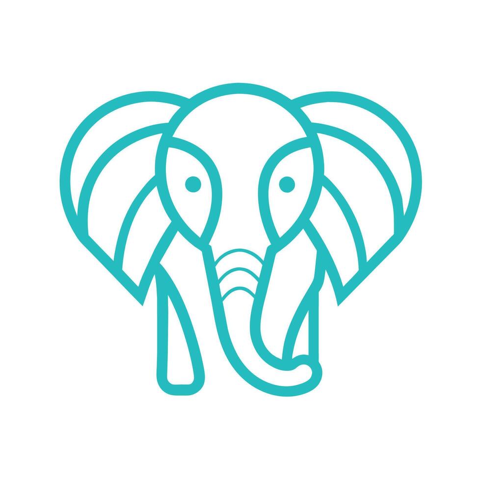 An elephants head featuring a long trunk and impressive tusks in close-up view, Design a clean and minimalist logo using a single line to depict an elephant vector