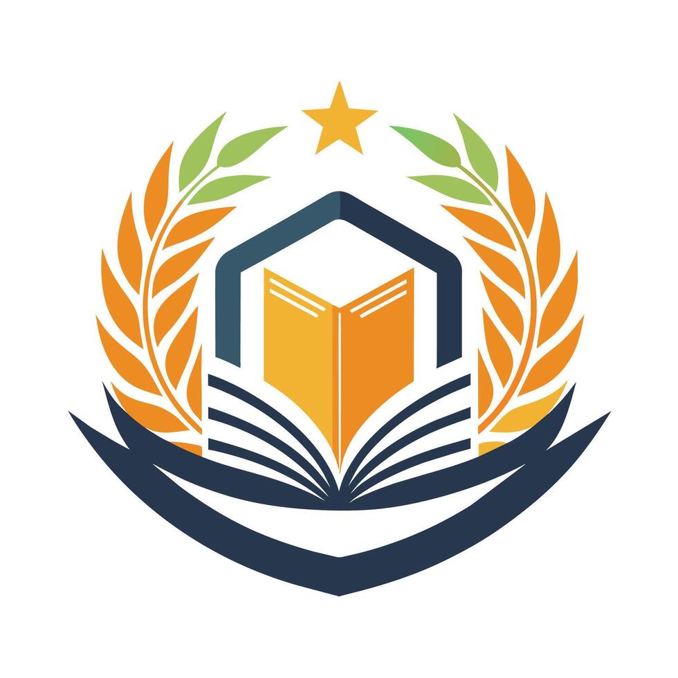 A book with a star on top, symbolizing creativity and knowledge, designed for a modern logo, Create a sleek and modern logo for an organization promoting education and literacy vector