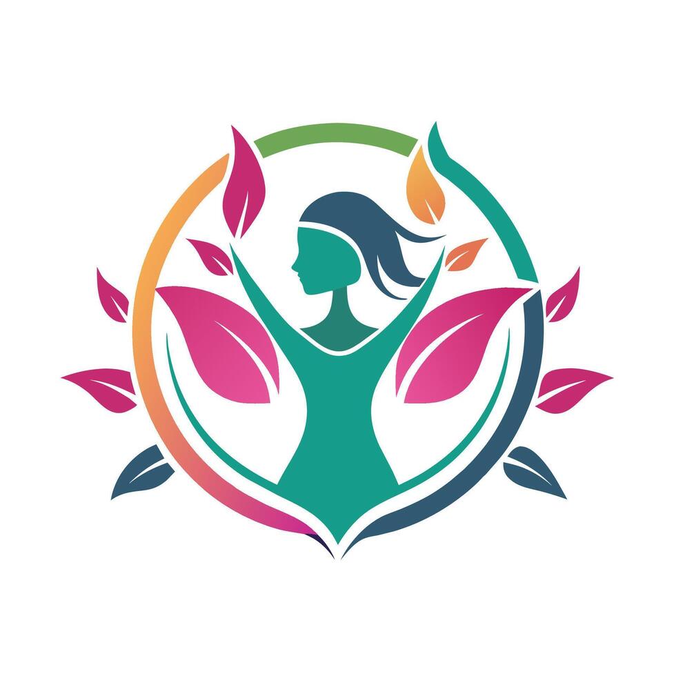 A woman standing while holding multiple leaves in her hands, Design a simple logo for a nonprofit organization advocating for LGBTQ rights and inclusion vector