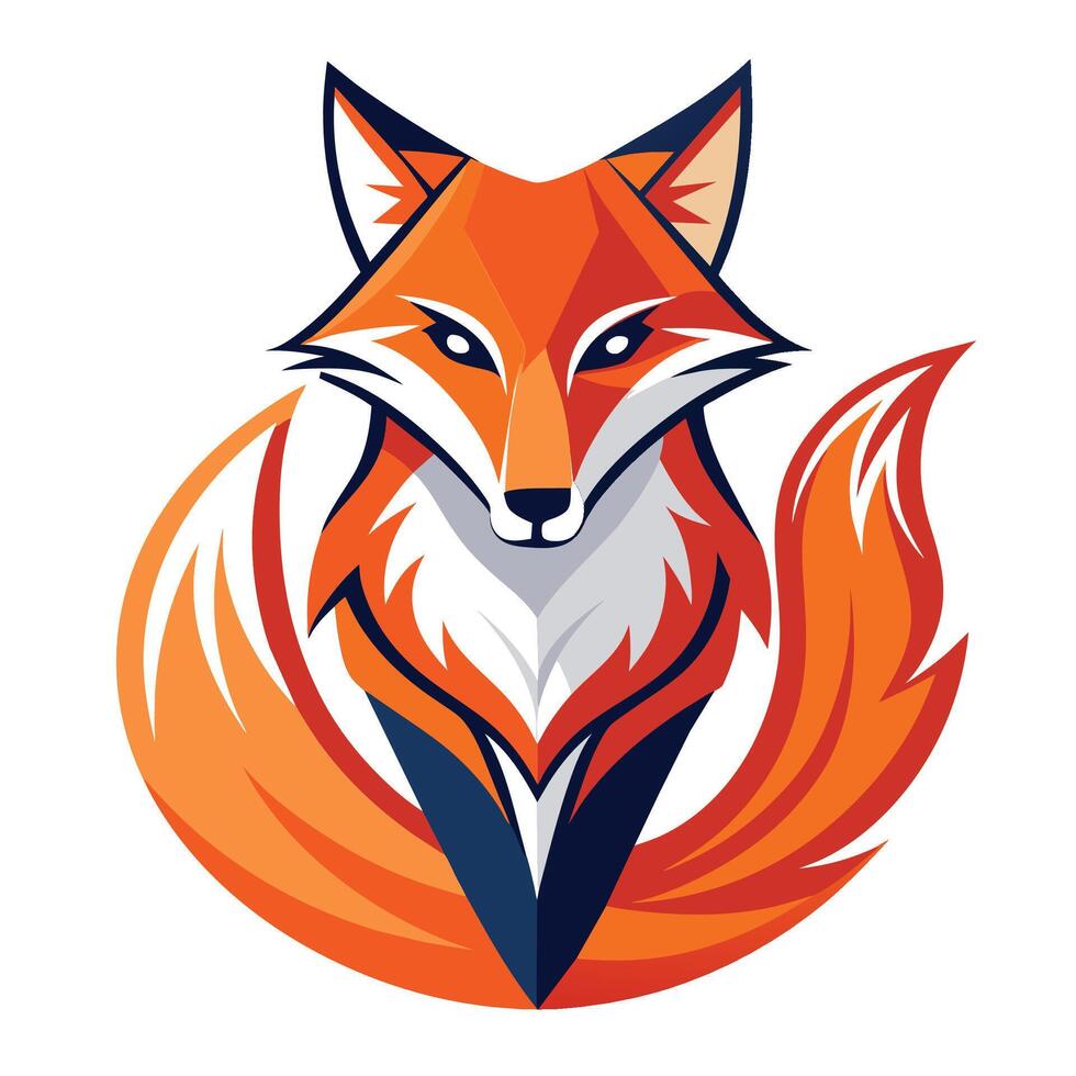 Stylized red fox against white backdrop, A stylized image of a fox in a minimalist art style, minimalist simple modern logo design vector