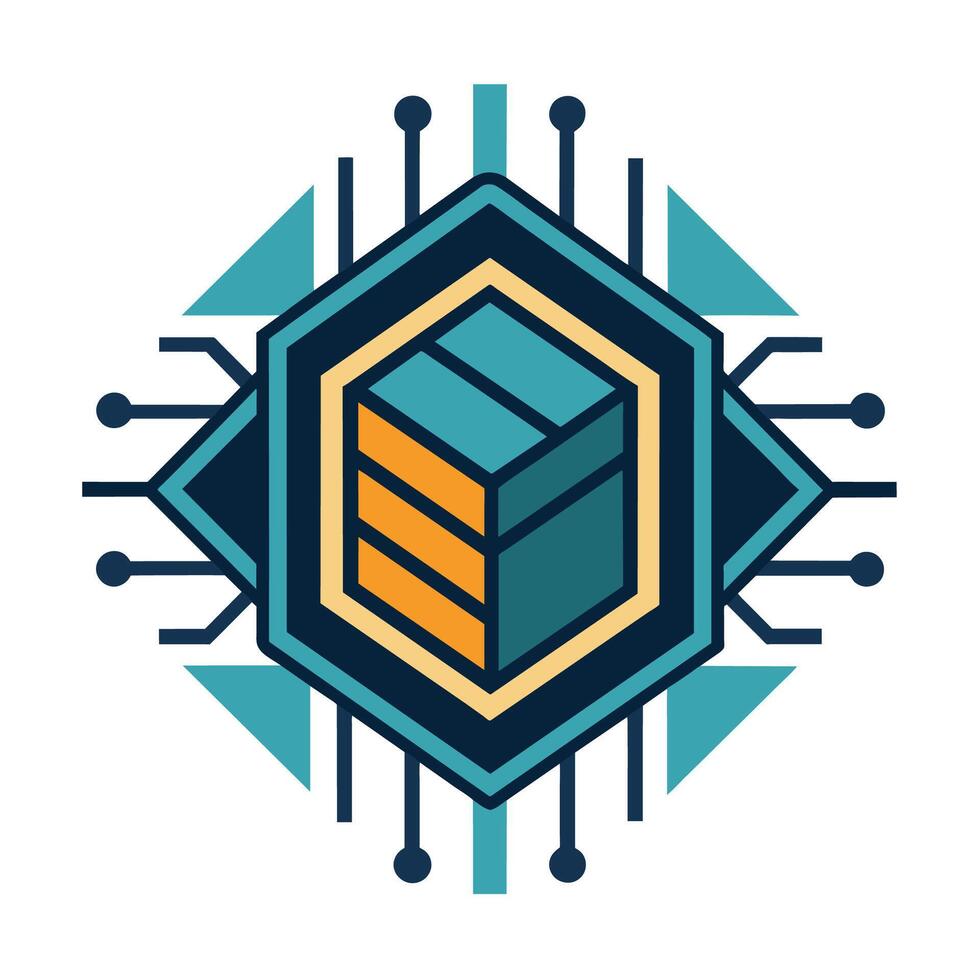 un negrita y moderno logo diseño representando un software empresas identidad con un electrónico componente, un estilizado representación de un electrónico componente, tal como un transistor o resistor vector