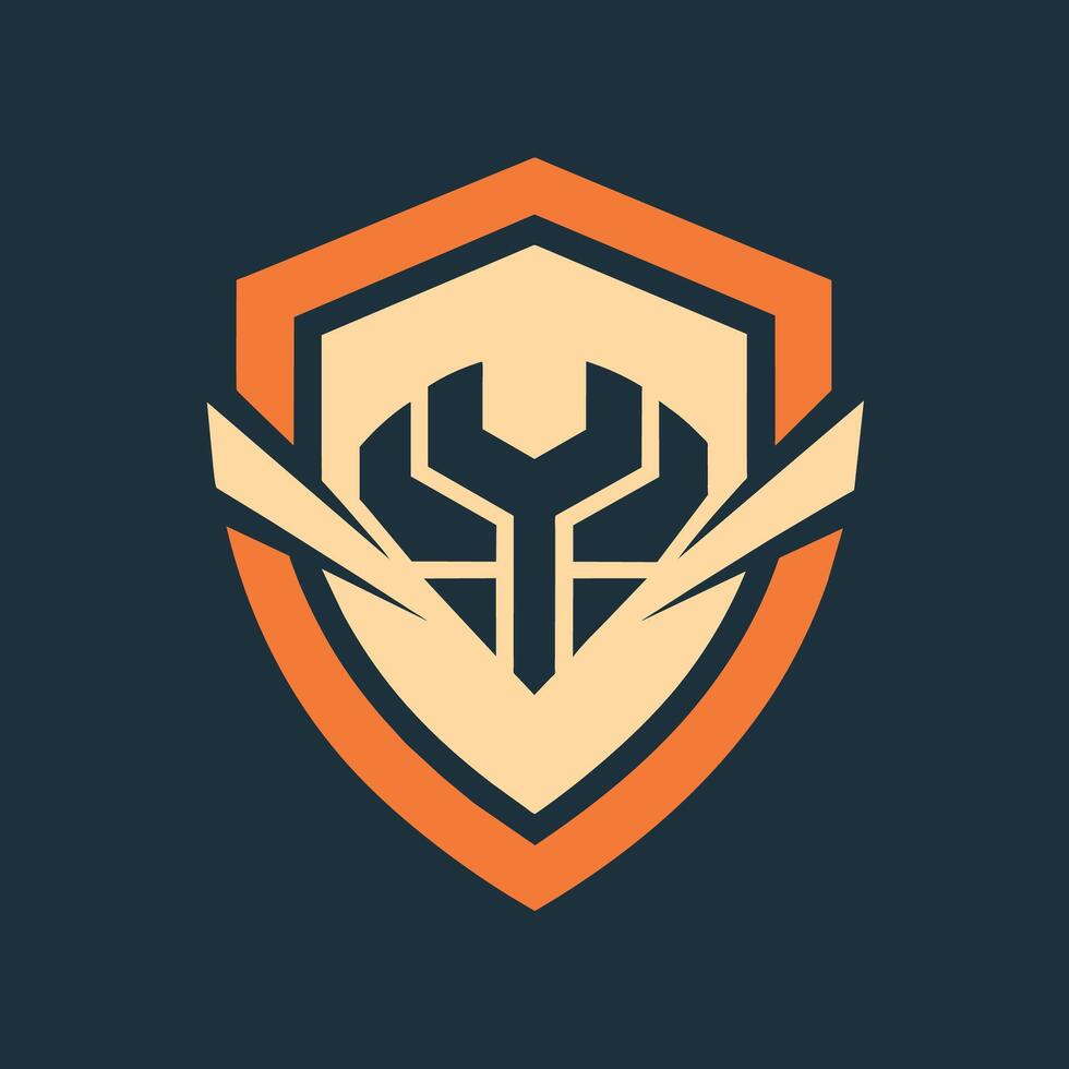A shield with two hands firmly grasping a wrench, symbolizing protection and tool usage, Consider using a single, powerful symbol to convey strength and security vector