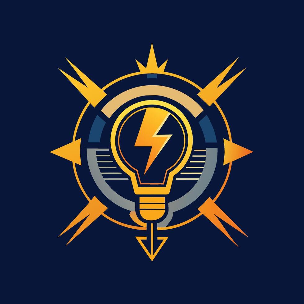 A light bulb with a lightning bolt symbol inside, representing innovation and energy, A sophisticated logo incorporating elements of electricity and energy vector