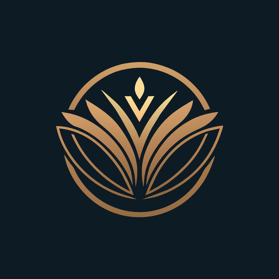 un lujoso dorado flor logo soportes fuera en contra un negro fondo, exudando sofisticación y elegancia, arte un limpiar y sofisticado logo para un lujo joyería Tienda vector