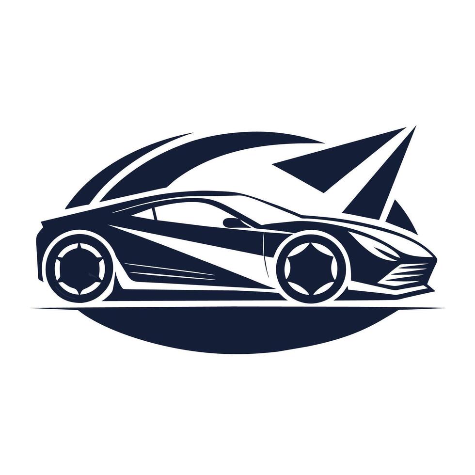 A black and white sports car with a sleek and modern design racing on the road, A sleek and modern design featuring a car silhouette in a minimalist style vector