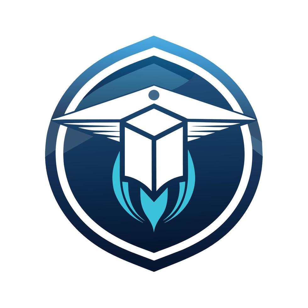 A sleek logo featuring a blue and white color scheme with a bird design, Design a sleek logo for a tech-focused educational startup vector