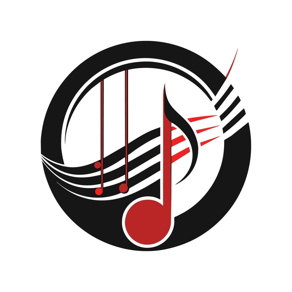 un creativo música logo diseño presentando un música Nota con menor musical notas adentro, conjunto dentro un minimalista círculo, creativo música logo diseños con minimalista circulo diseños concepto vector