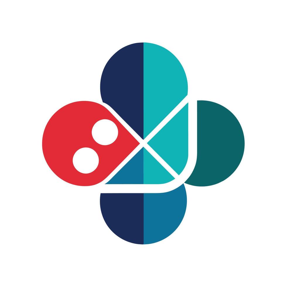 logo presentando dos círculos en azul y rojo colores, diseñado para un farmacéutico empresa con un limpiar y minimalista estético, desarrollar un limpiar y minimalista diseño para un farmacéutico empresa logo vector