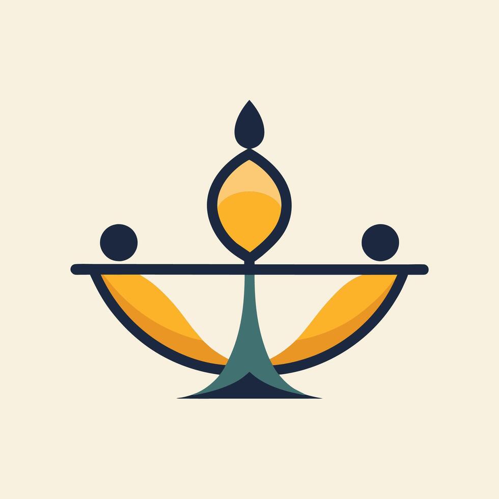 Stylized logo of a scale with three people on it, symbolizing balance and equality, Develop a minimalist logo that reflects balance and harmony vector