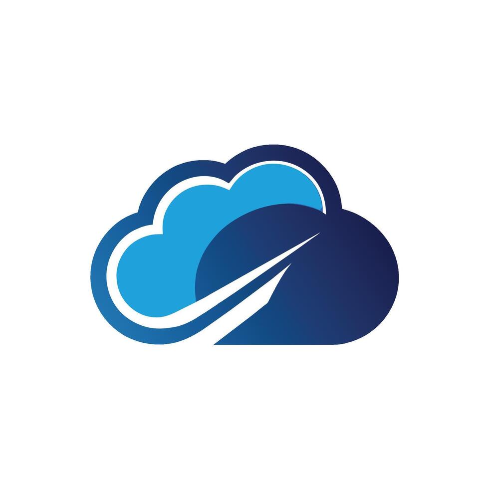 A plane flying through a white fluffy cloud in the sky, Develop a sleek and contemporary logo for a cloud computing brand vector