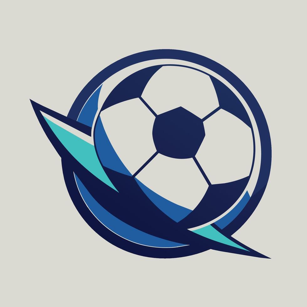 A minimalist logo featuring a blue and white color scheme with a soccer ball design, A sleek illustration of a soccer ball, minimalist simple modern logo design vector