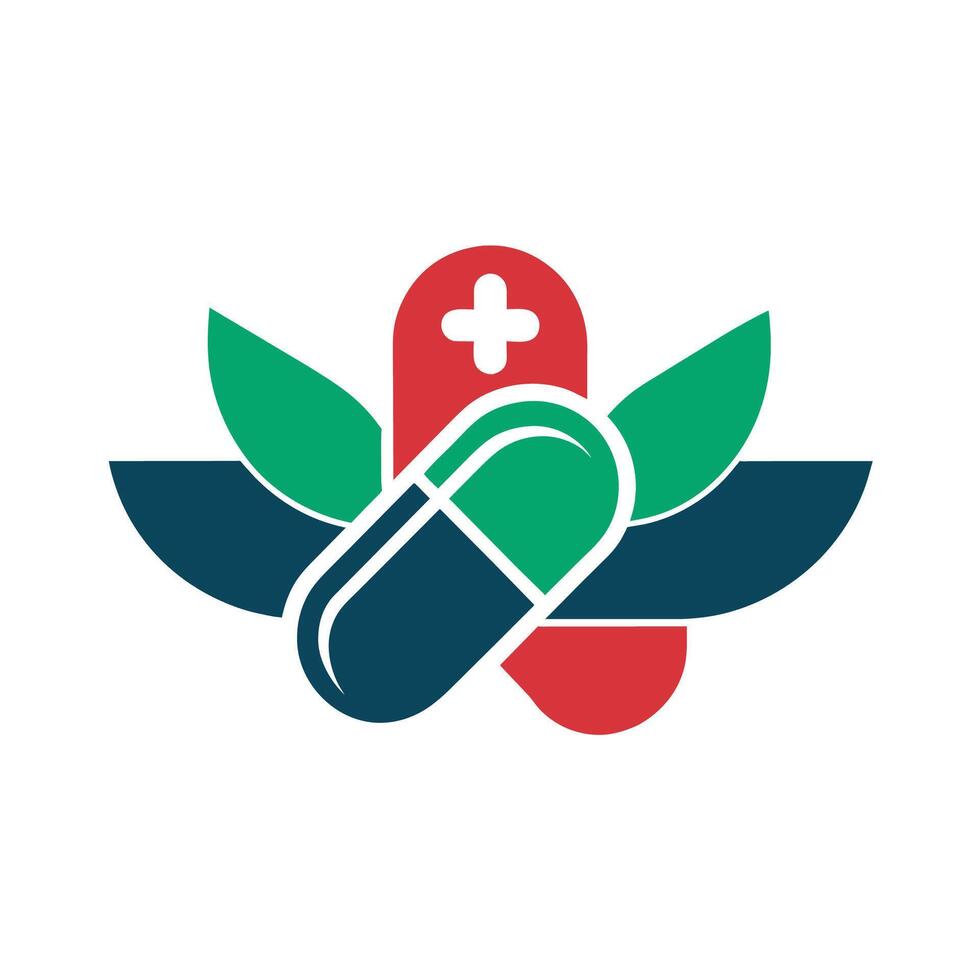 A simple and elegant logo design featuring medical symbols and a clean typography, Develop a simple and elegant logo for a pharmaceutical company vector