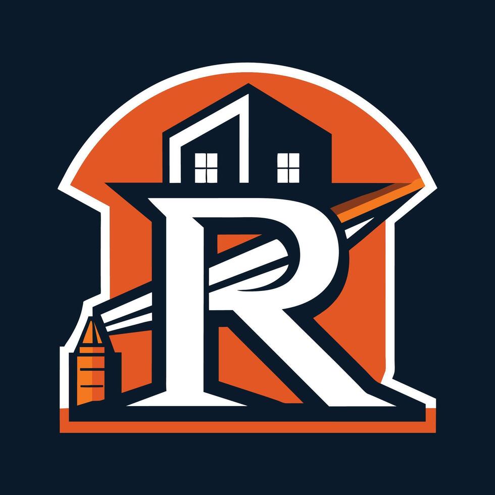 A circular logo featuring the initials R in a cap construction design, representing the identity of a baseball team, initials R cap construction logo vector