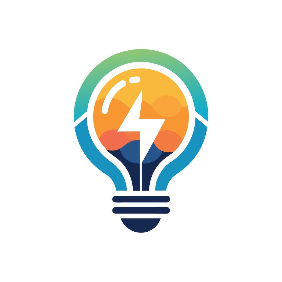 A light bulb featuring a lightning bolt inside, creating a striking visual contrast, Incorporate a lightbulb icon into a minimalist logo design for an electronics company vector