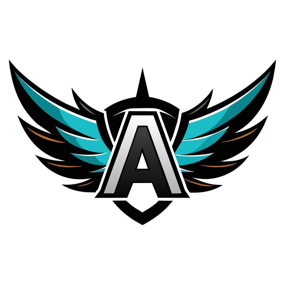 A logo of the letter A with wings attached, set against a white backdrop, Initial letter A logo and wings symbol vector