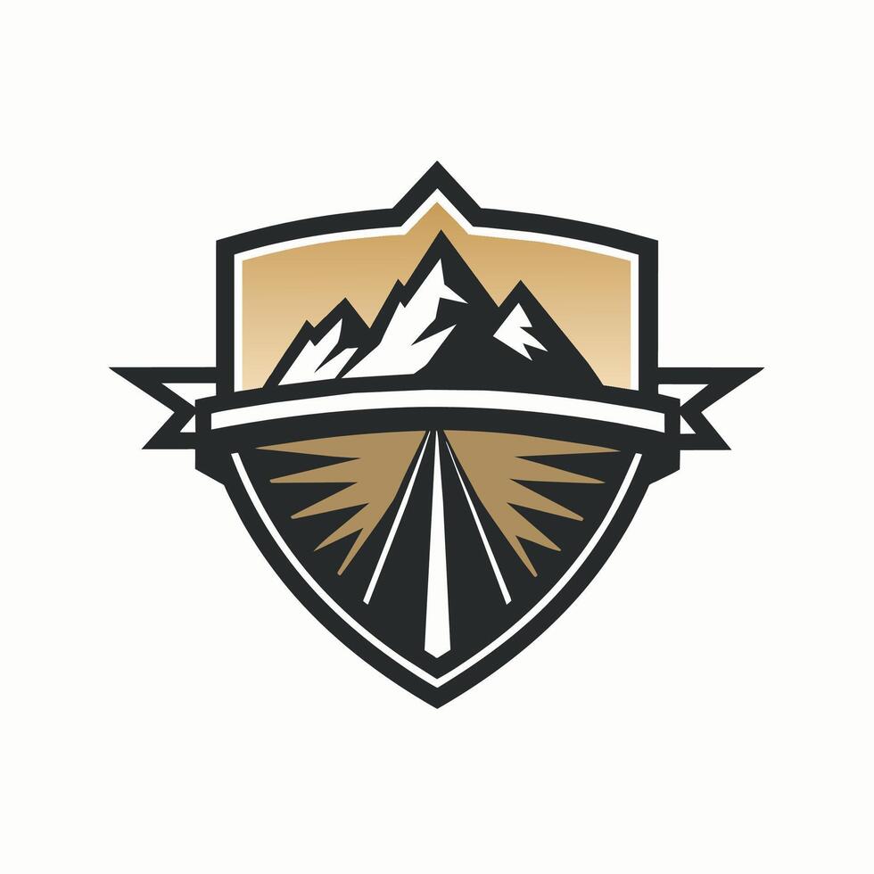 A logo featuring a mountain with a road passing through it, symbolizing travel and exploration, Incorporate subtle references to the team's history or location logo vector