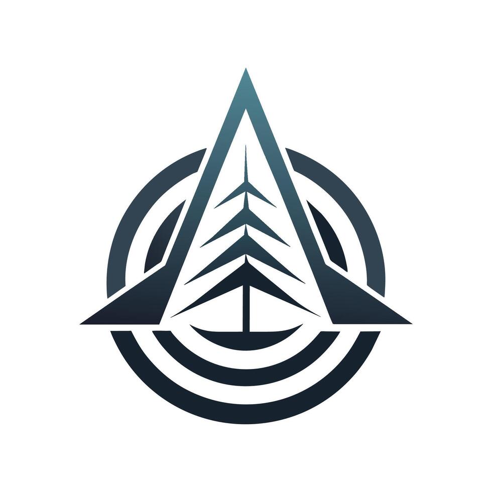 Tree inside triangle shape, minimalist design using monochromatic colors, Explore the use of monochromatic colors to depict the simplicity and clarity of accounting principles vector